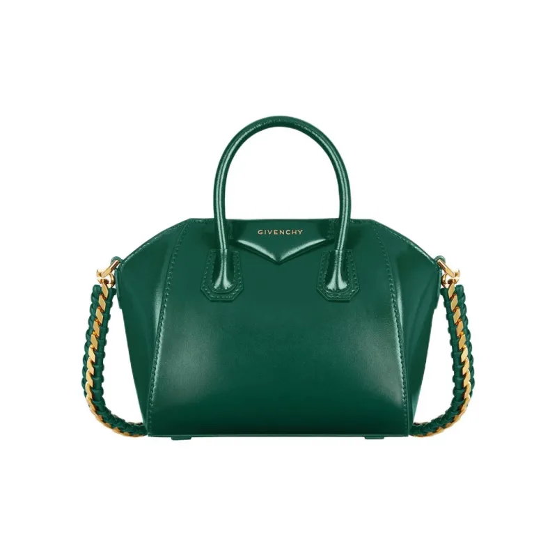 GIVENCHY Antigona Lock Box Calfskin Shoulder Bag Crossbody Bag Handbag Mini Women's Emerald Green-0