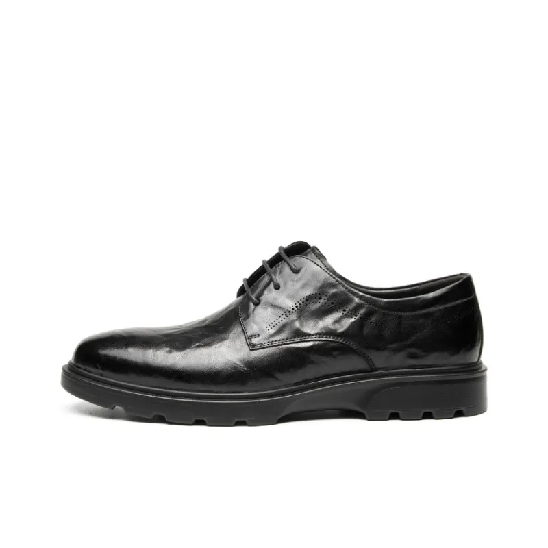 AOKANG Dress Shoes Men Low Top Black/Dark Brown-2