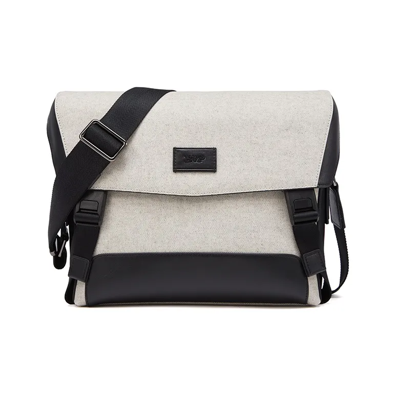 BVP Water-Repellent Canvas Crossbody Bag Men's Ecru Small Size-1