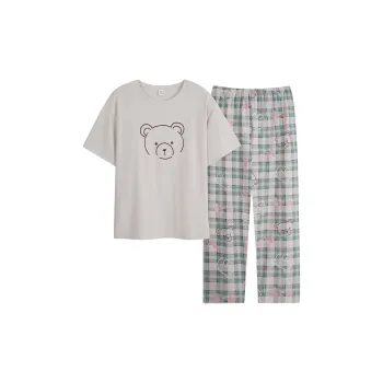 Sha Qian Pajama Set Summer Men's Greige