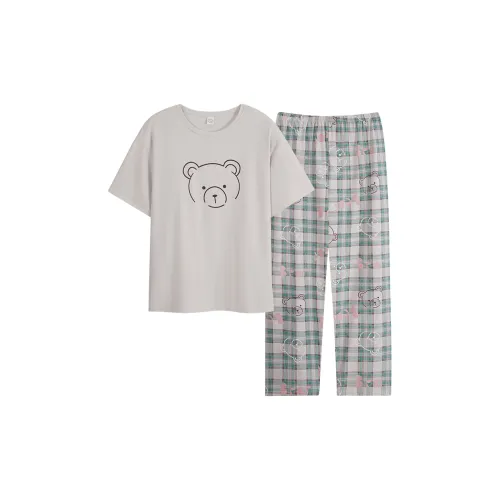 Sha Qian Pajama Set Summer Men's Greige