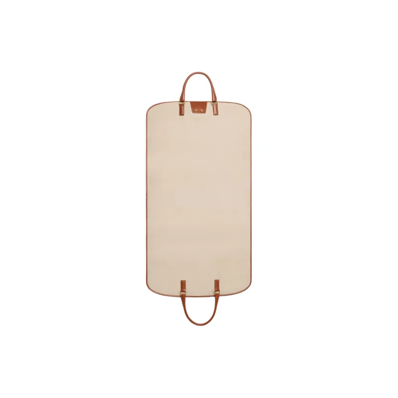 CELINE Fabric With Calfskin Clothing Bag Storage Bag Men's Natural & Brown Umber-3