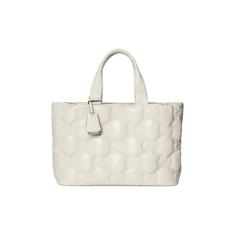 GUCCI GG Matelassé Leather Tote Bag Shopping Bag Shoulder Bag Handbag Large Size Women's White-0