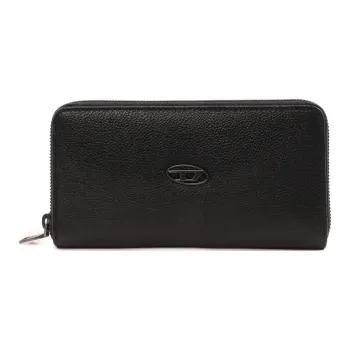 DIESEL Cow Leather Card Clip Wallets Women's Black