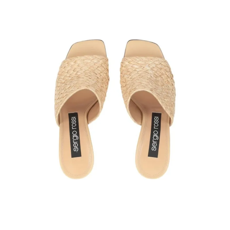 SERGIO ROSSI Sr Seville Raffia Mules-4