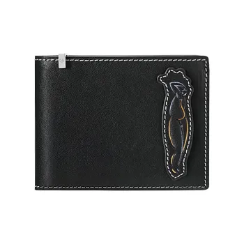 BABAMA Cow Leather Card Holder Money Clip Leather Clip Wallet Regular Men's Black