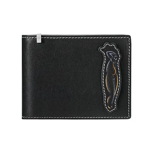 BABAMA Cow Leather Card Holder Money Clip Leather Clip Wallet Regular Men's Black