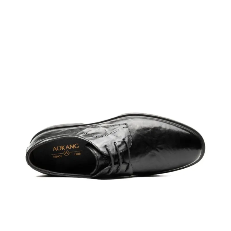 AOKANG Dress Shoes Men Low Top Black/Dark Brown-1