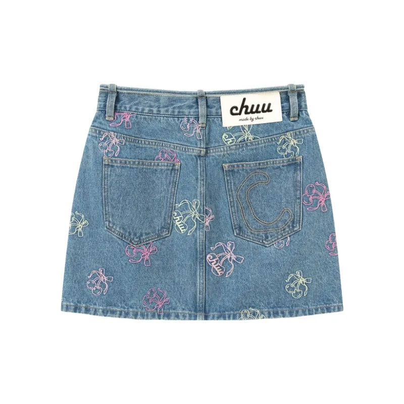 CHUU Casual Short Skirts Women's Denim Blue-1