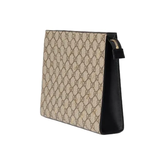 GUCCI GG Supreme Canvas Clutch Women's Beige-1