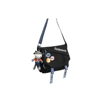 BALANG Nylon Crossbody Bag, Shoulder Bag Unisex Black/White/Blue
