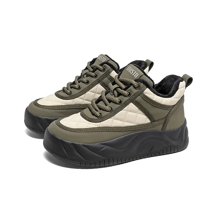 DUSTO Thermal Slip Resistant Cushioning Abrasion Resistant Height Increasing Mid Top Skateboard Shoes Women's-12
