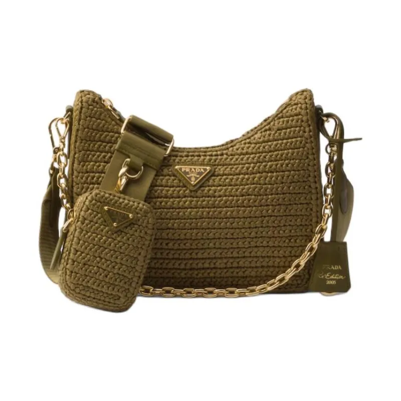 PRADA Re Edition Nylon Shoulder Bag Crossbody Bag Mini Women's Olive Green-0