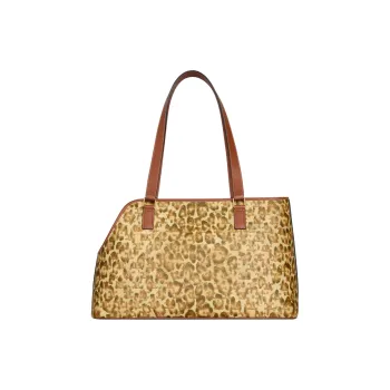 CELINE Triomphe Canvas With Calfskin One Shoulder Handbags Women's Leopard Print