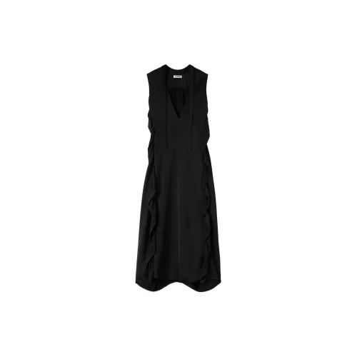 JIL SANDER Ruffle-detail V-neck Maxi Dress