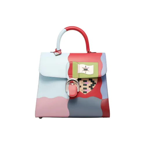 Delvau X CASPER Collaboration Brillant Box Calf Calfskin With Taurillon Soft Calfskin Handbag Women's Multicolor