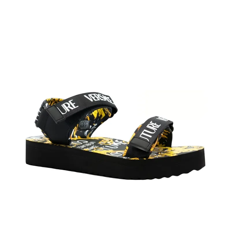 Versace Women's Garland Logo Platform Sandal 'Baroque Print - Black'-2