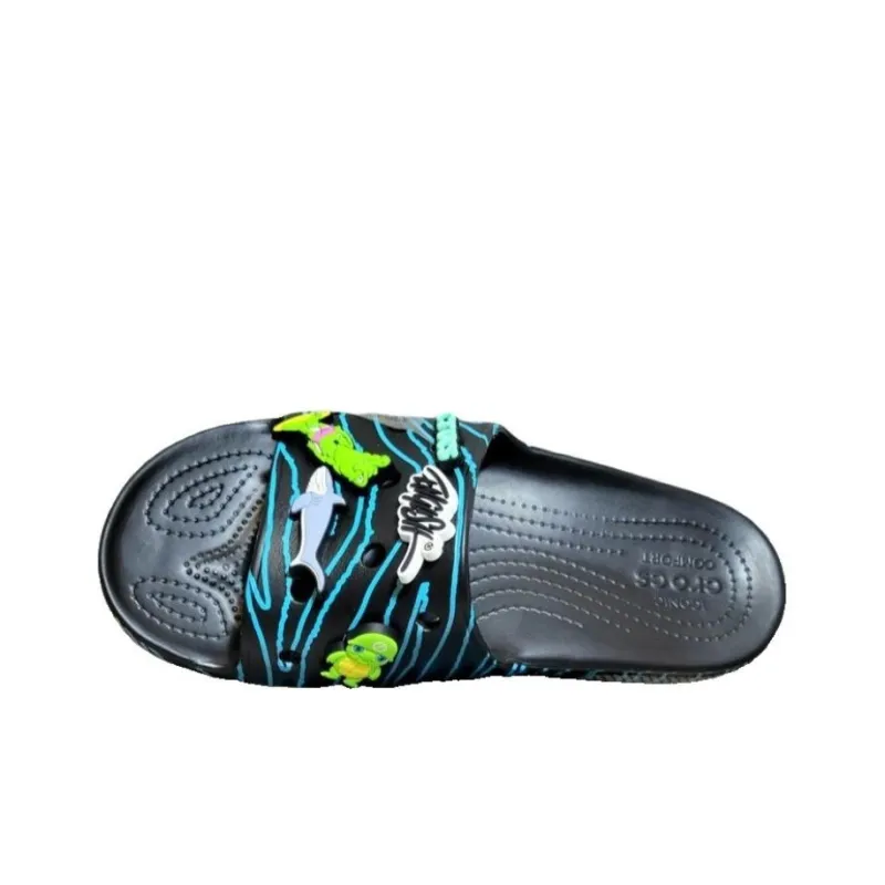 Crocs Ron English X Classic Bootlegger Slides 'Black Blue'-2