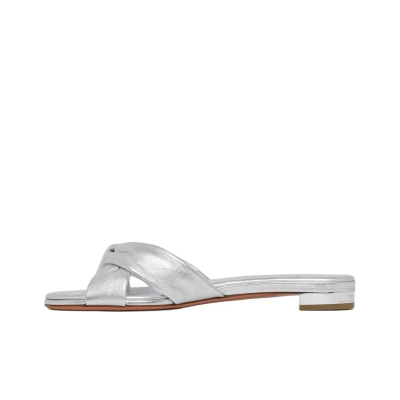 AQUAZZURA Olie Slide Slippers Women's Silver-0