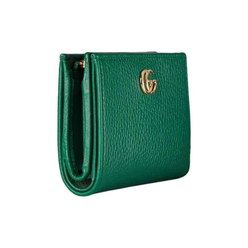 GUCCI GG Marmont Leather Card Holder Wallet Women's Green-1