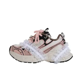 OYNN Young Baby Series Hmmm Wedding Skirt Hem Anti-Slip Wear-Resistant Low-Top Chunky Sneakers Women's Pink