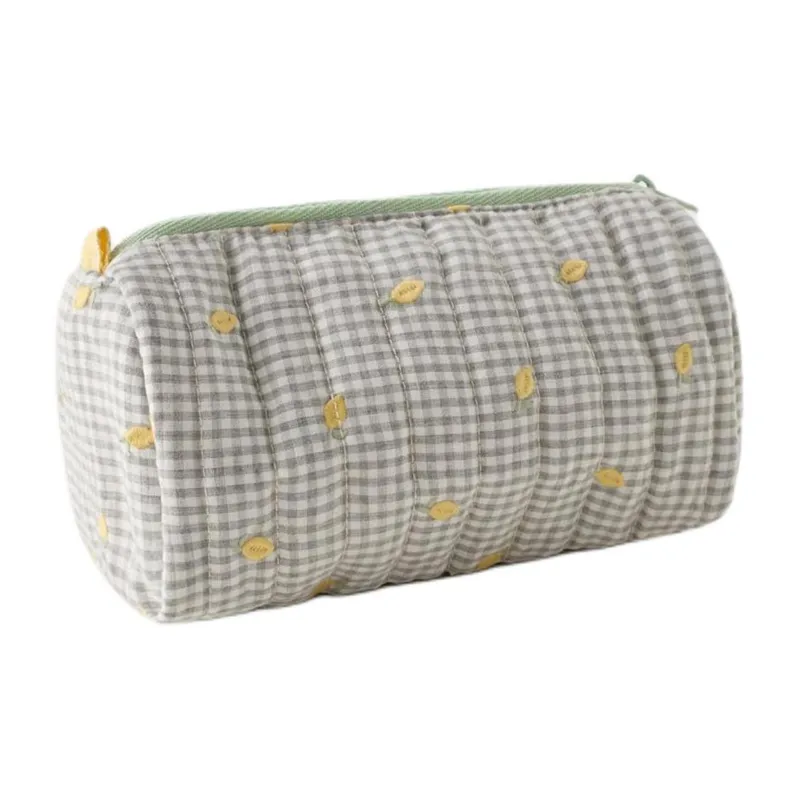 ZARA Cotton Toiletry Bag Regular Unisex Vichy White-2