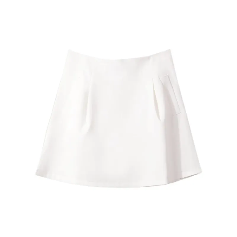 Emodues Casual Short Skirts Women's White-3