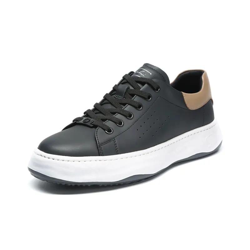 Satchi Wear Resistant Slip Resistant Low Top Skateboard Shoes Men's Black 4CM-1