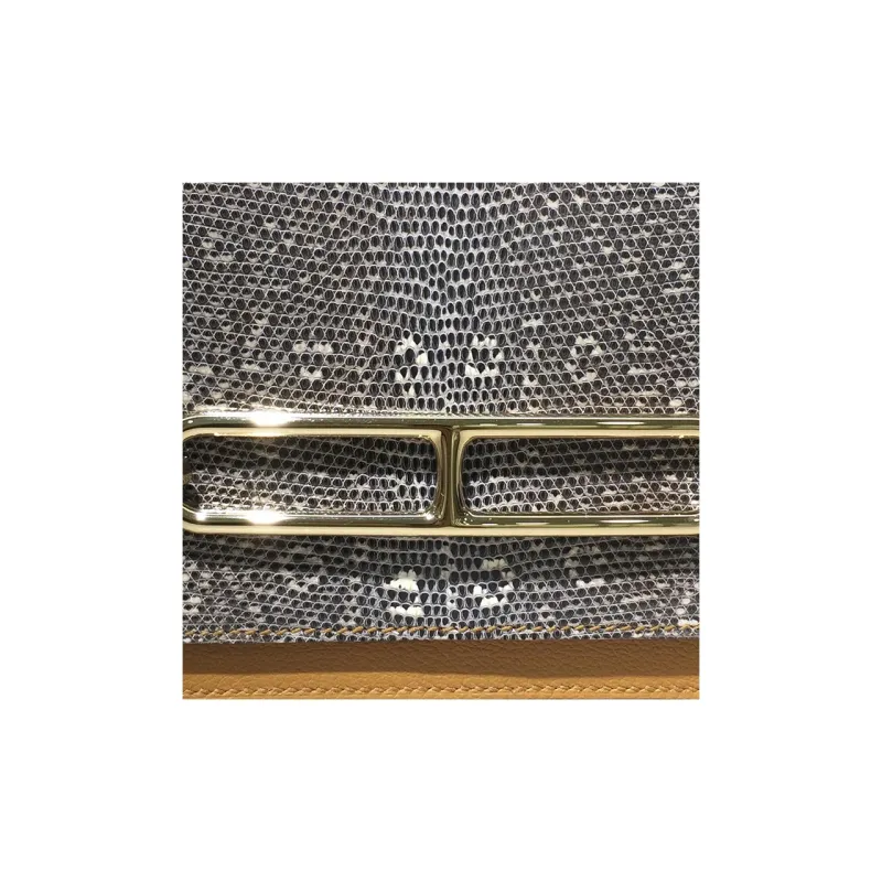 HERMES Roulis Lizard Skin Wallets Handheld Shoulder Bag Crossbody Bag Women's Sesame-Colored-4
