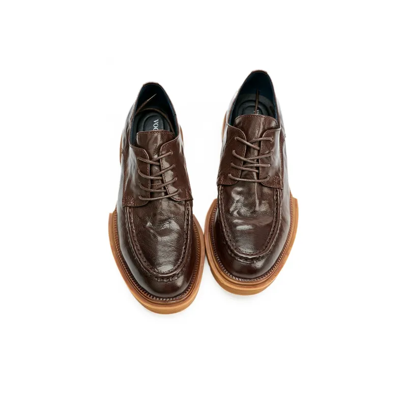 Voguhomme Men's Casual Shoes Men Low Top Black/Brown-5