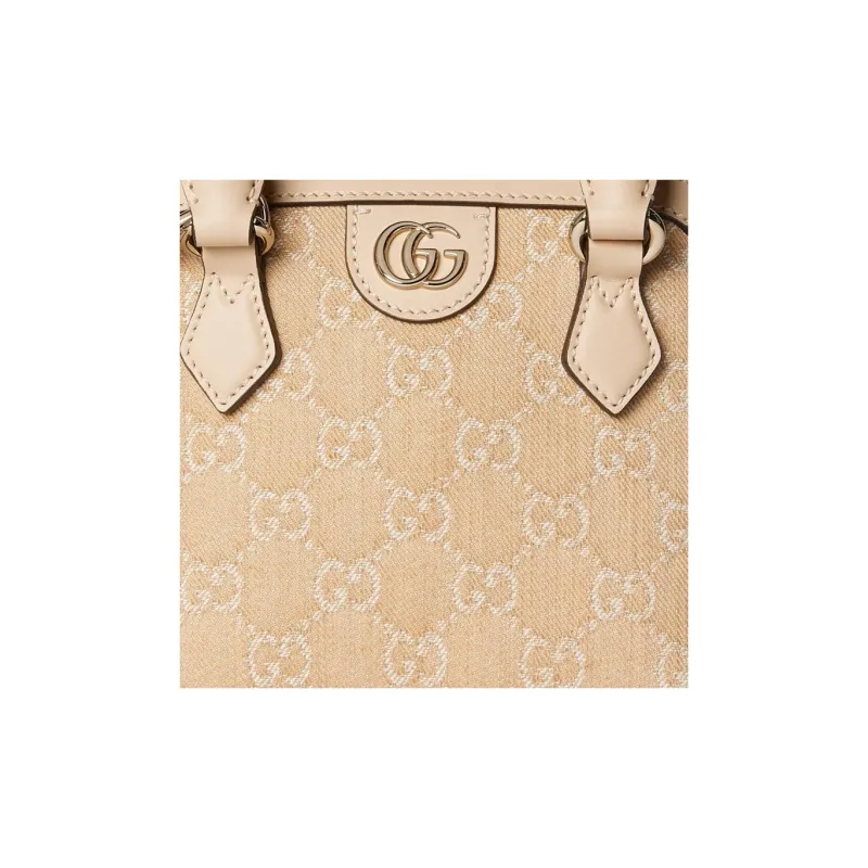 GUCCI Ophidia Denim With Leather Trim Shoulder Bag Crossbody Bag Handbag Mini Unisex Light Beige-7