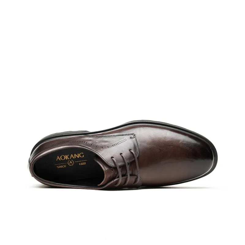 AOKANG Dress Shoes Men Low Top Black/Dark Brown-7