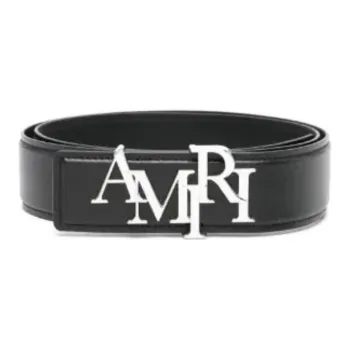 AMIRI Emblem Smooth Buckle Design Leather Belts Men's Black