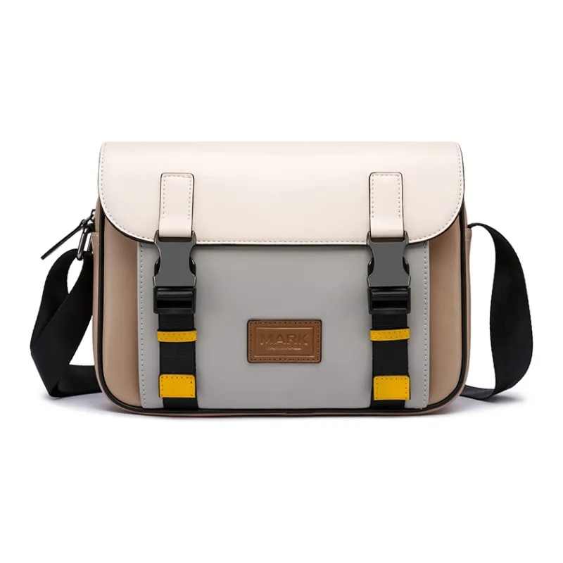 FAIRWHALE PVC Shoulder Bag, Crossbody Bag, Messenger Bag Small Size Unisex Lead Gray, Apricot, Ecru-18