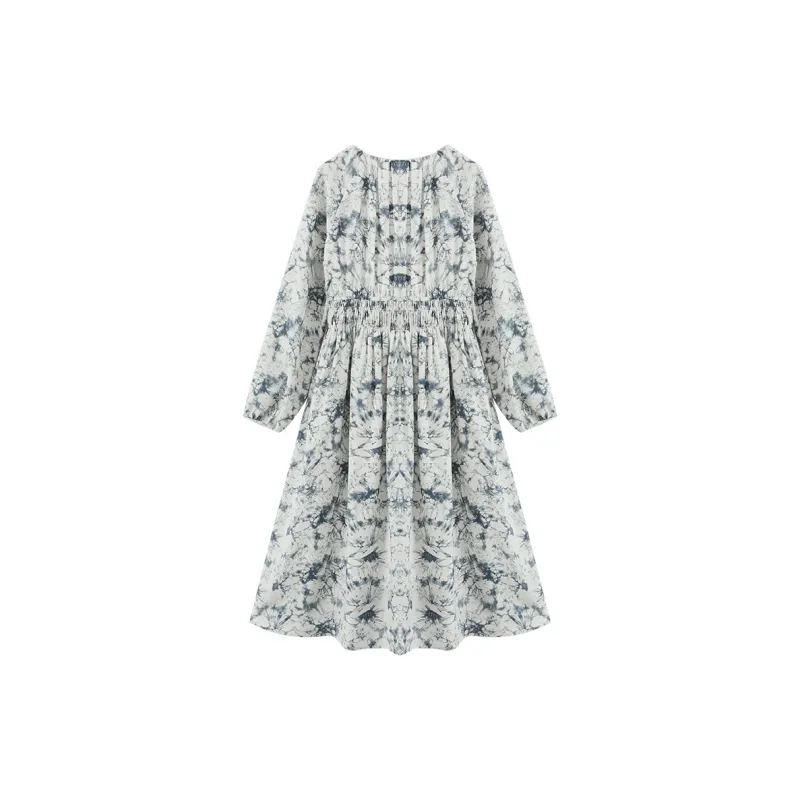 XIANGYING Long Sleeved Dresses Women's Blue-1