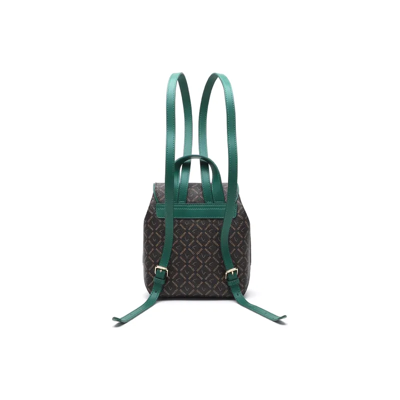 Satchi PVC Cow Leather Patchwork Backpack Handbag Small Size Women's Green/Red-3