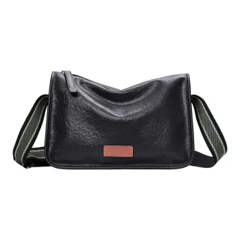 Old Man's Head Cow Leather Shoulder Bag Crossbody Bag Regular Men's Black