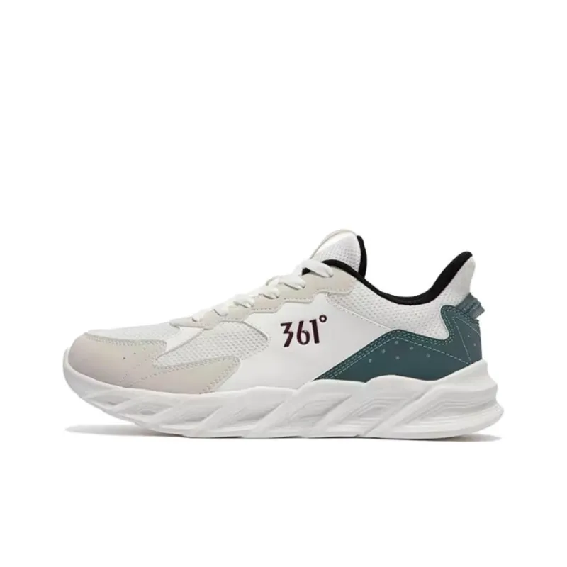 361° Cushioning, Slip Resistant, And Abrasion Resistant Low Top Running Shoes Men's White Green-0