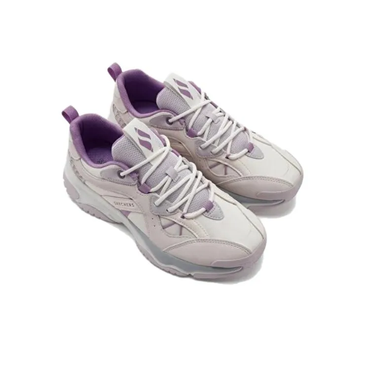 Skechers Cushioning, Wear Resistant Low Top Chunky Sneakers Women's White Purple-3