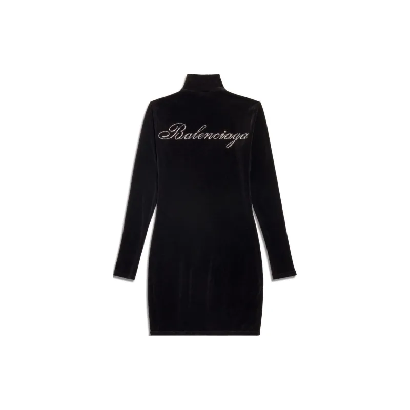 Balenciaga Embellished Logo High Neck Mini Dress-1