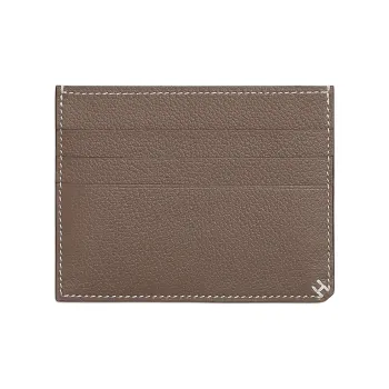 HERMES Evercolor Calfskin Card Holder Women's 18 Etoupe Elephant Gray