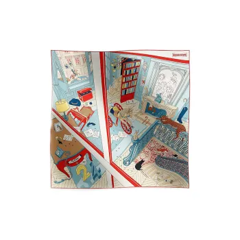 HERMES Silk Scarves Women's Light Blue