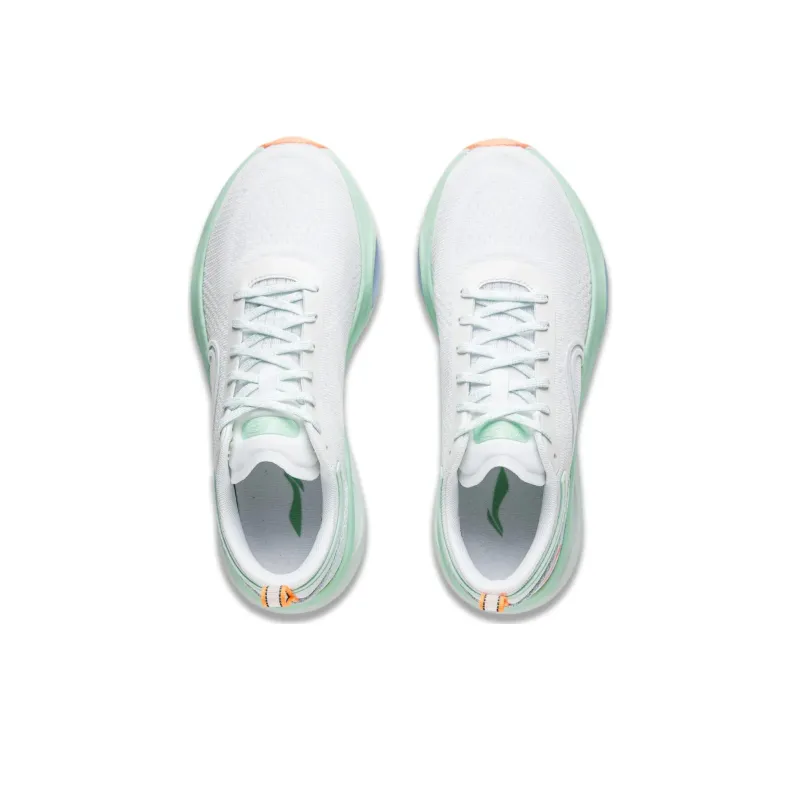 LiNing Cushioning Slip Resistant Abrasion Resistant Lightweight Rebound Low Top Running Shoes Women's White Blue-4