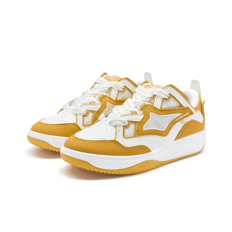 XTEP Anti-Slip Wear-Resistant Low-Top Skateboard Shoes Men's Licorice Yellow Sail White-4