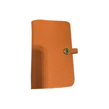HERMES Dogon Duo Togo Calfskin Wallet Unisex Orange
