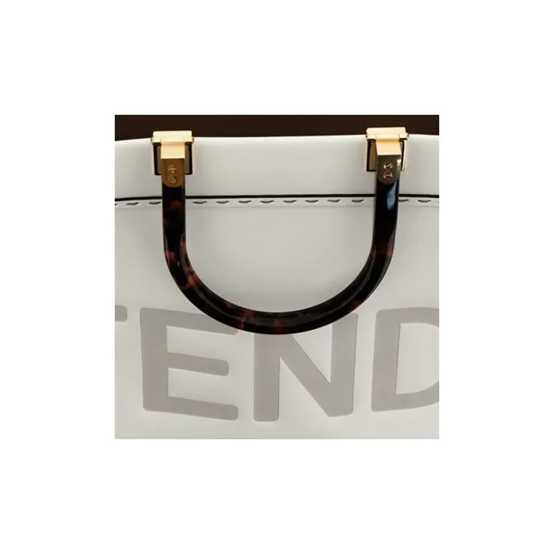 FENDI Calfskin One Shoulder Handbag Tubas Women's White-2