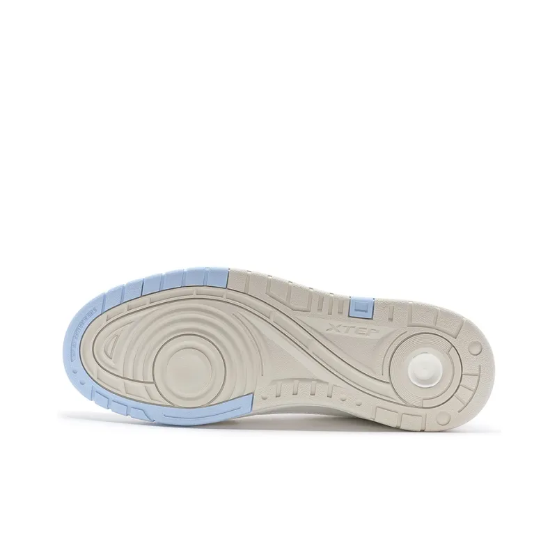 XTEP Anti Slip Wear Resistant Low Top Skateboard Shoes Women's Sail White Northern Lights Blue-6