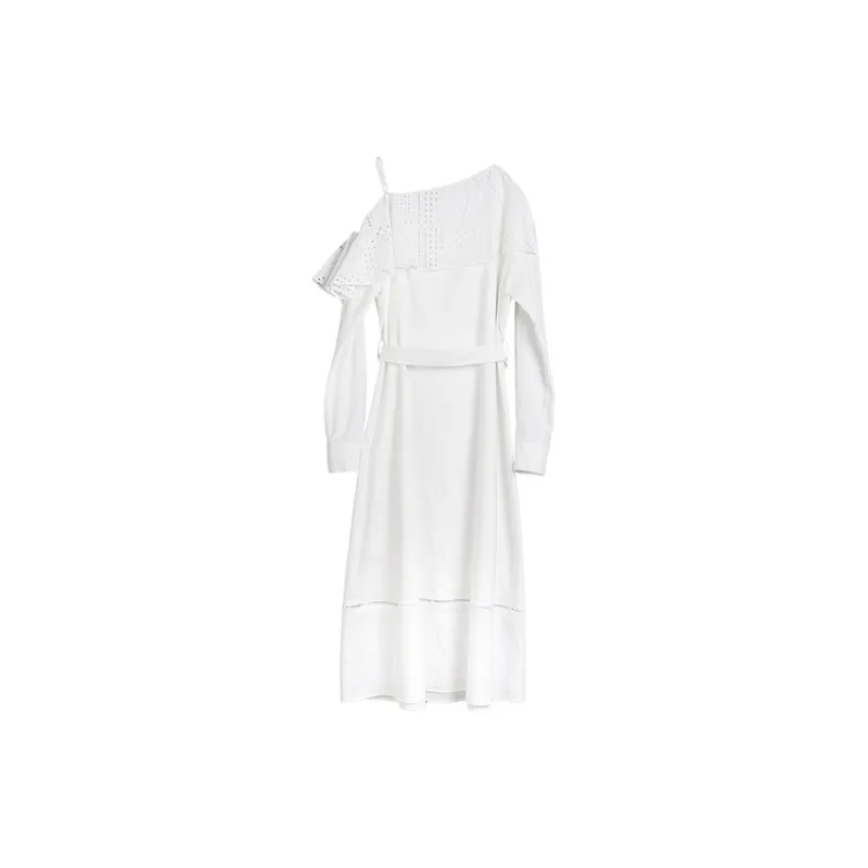 ELLE Long Sleeved Dresses Summer Women's White-1