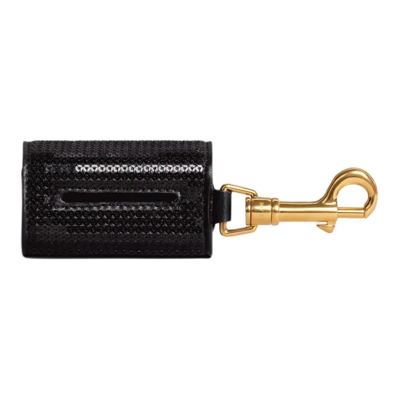 CELINE Calfskin With Shimmering Sequins Storage Bag Unisex Black-1
