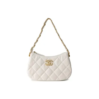 CHANEL Cow Leather Shoulder Bag, Hobo Bag, Handbag Women's White